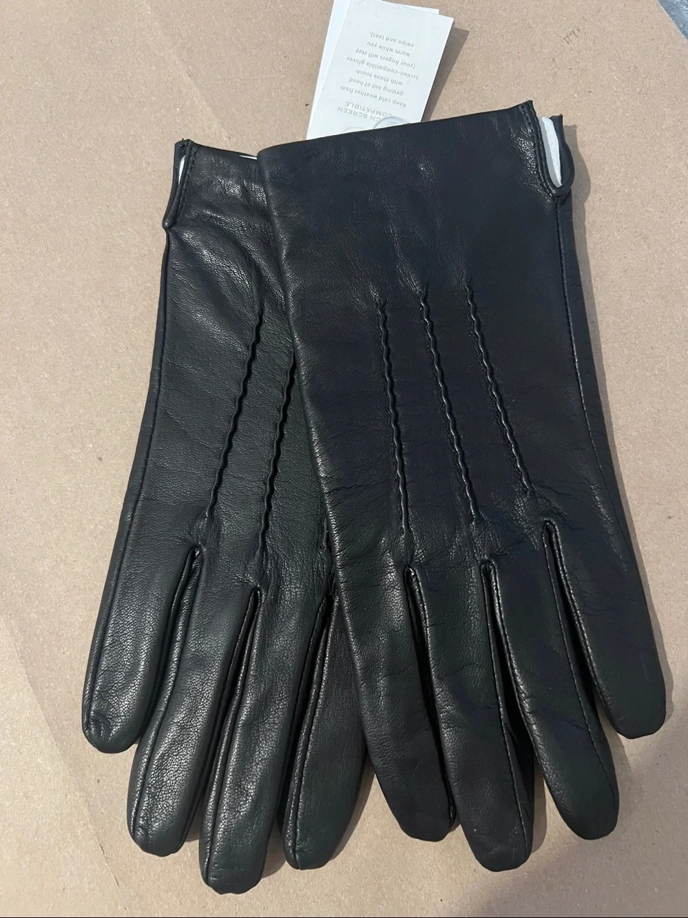 J crew black leather gloves NWT LARGE $80